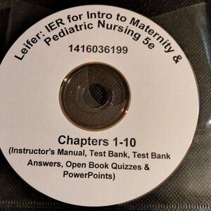Intro To Maternity Pediatric Nursing Test Bank Instructor Guide CD Leifer